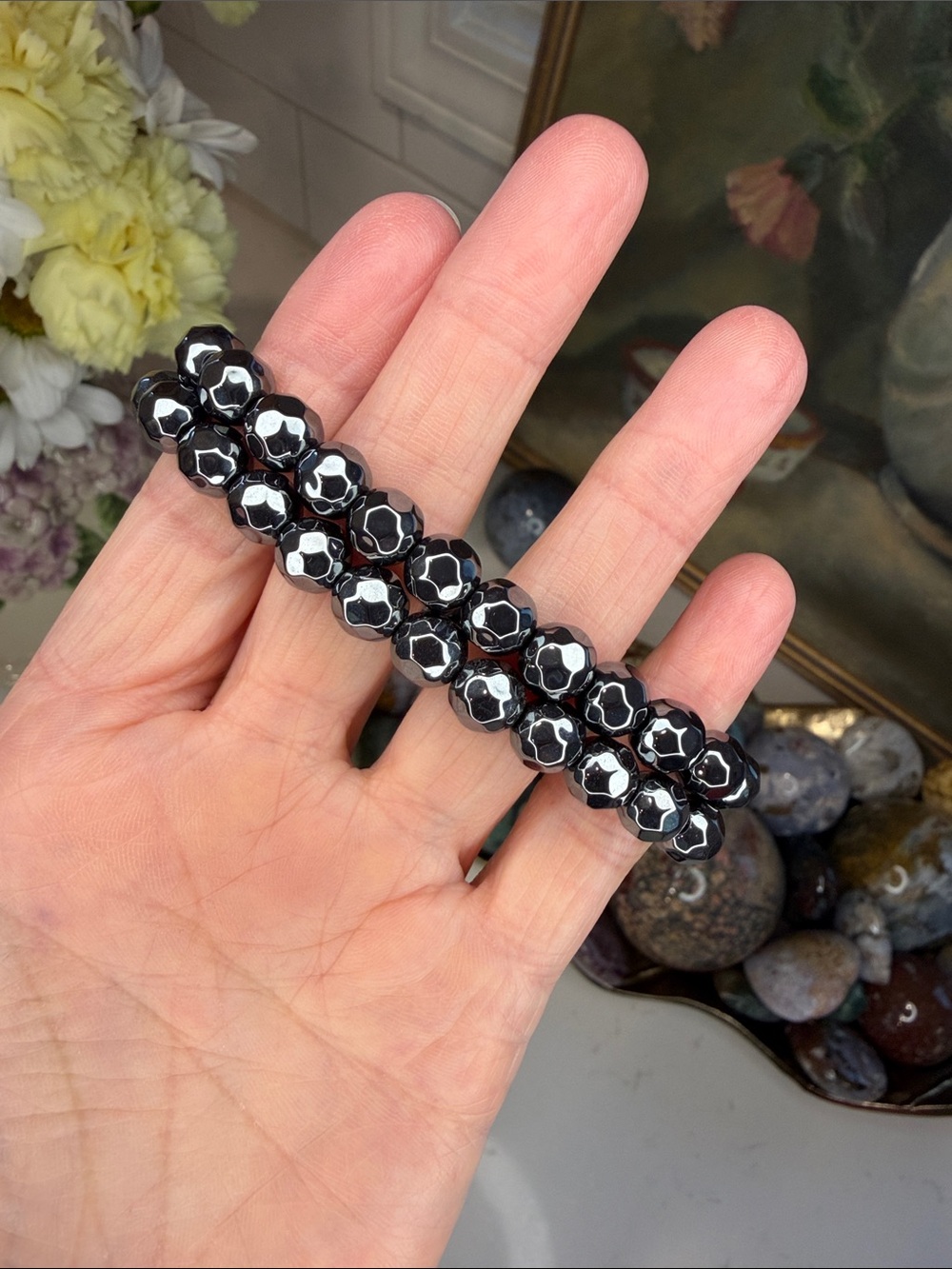 Faceted Black Hematite Bracelet (listing is for 1): B1319